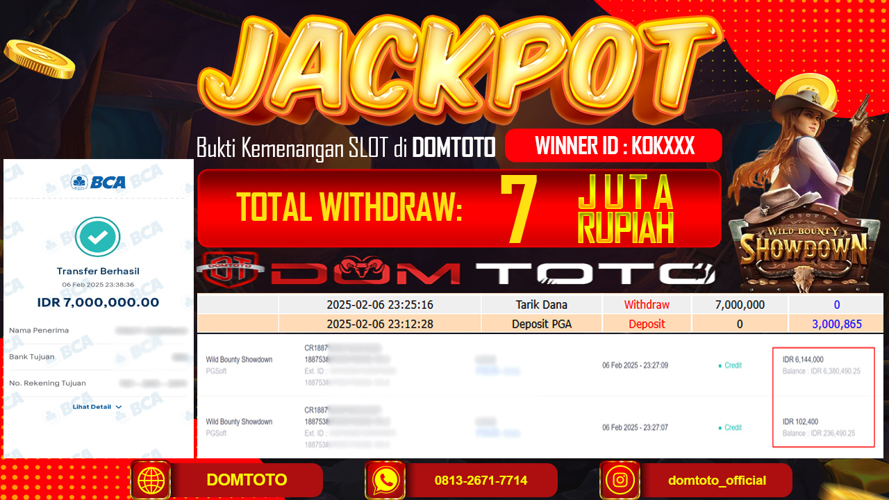 JACKPOT SLOT WILD BOUNTY SHOWDOWN 6 FEBRUARI 2025